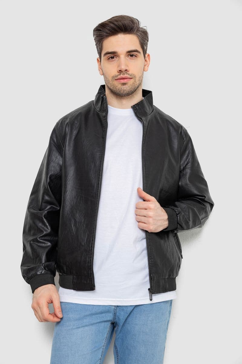 Куртка чоловіча шкіряна, колір чорний, 244R717 - зображення 1
