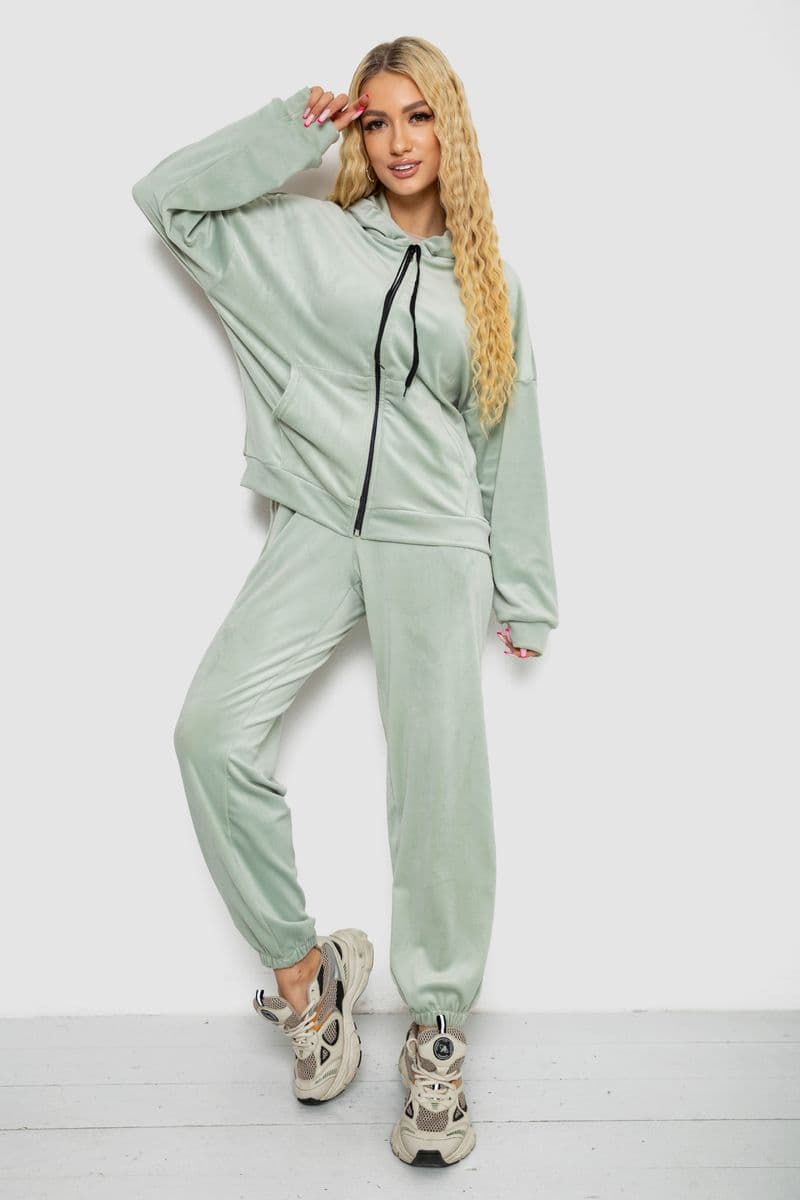 Спортивний костюм жіночий велюровий, колір оливковий, 238R107 - зображення 1