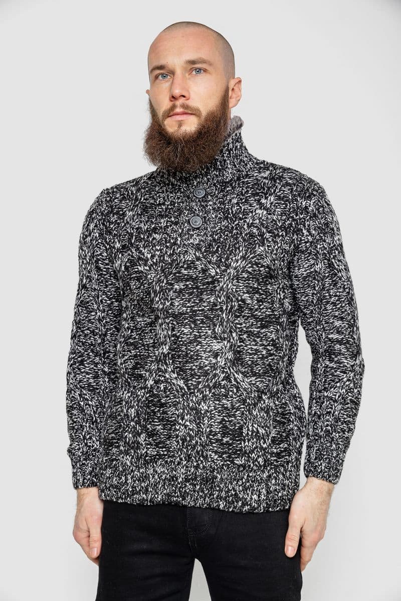 Светр чоловічий, колір чорно-білий, 214R10323 - зображення 1