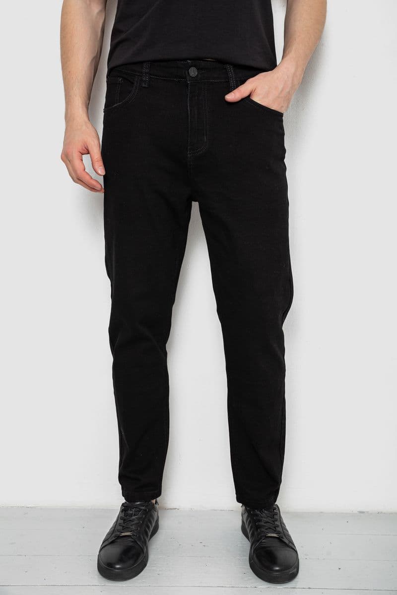 Джинси чоловічі однотонні, колір чорний, 244R8527-1 - зображення 1