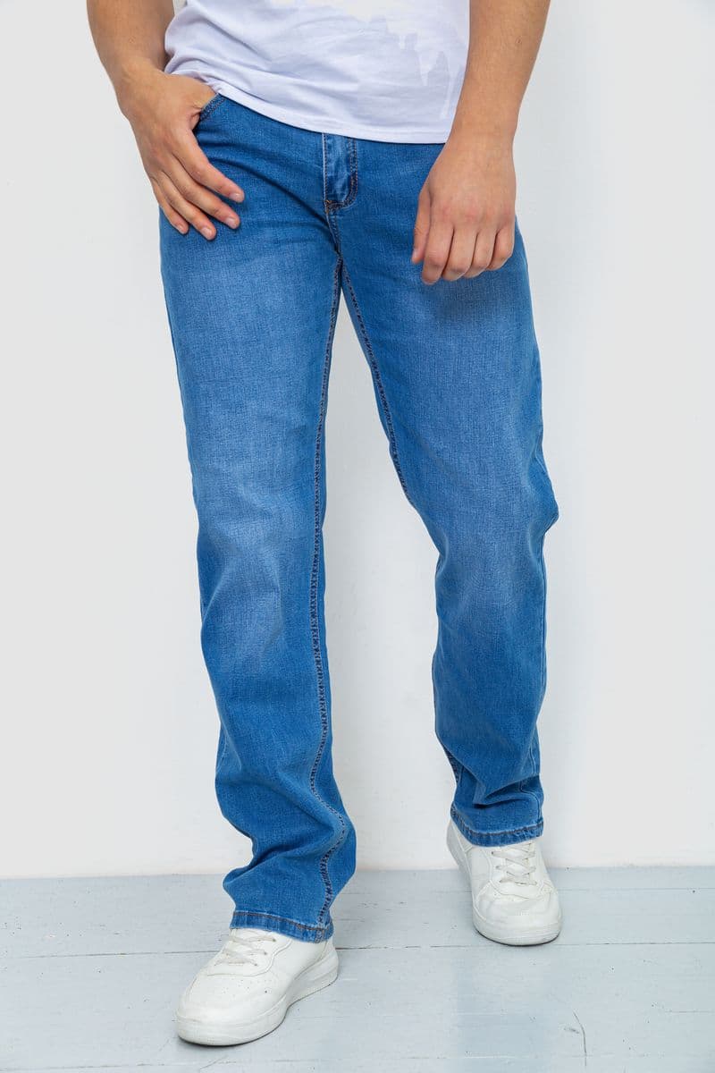 Джинси чоловічі з потертостями, колір блакитний, 244R22-784 - зображення 1