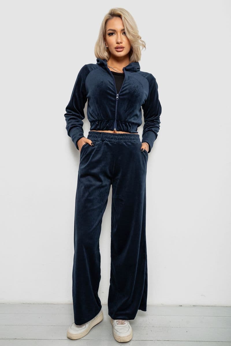 Спортивний костюм жіночий велюровий, колір синій, 257R4125 - зображення 1