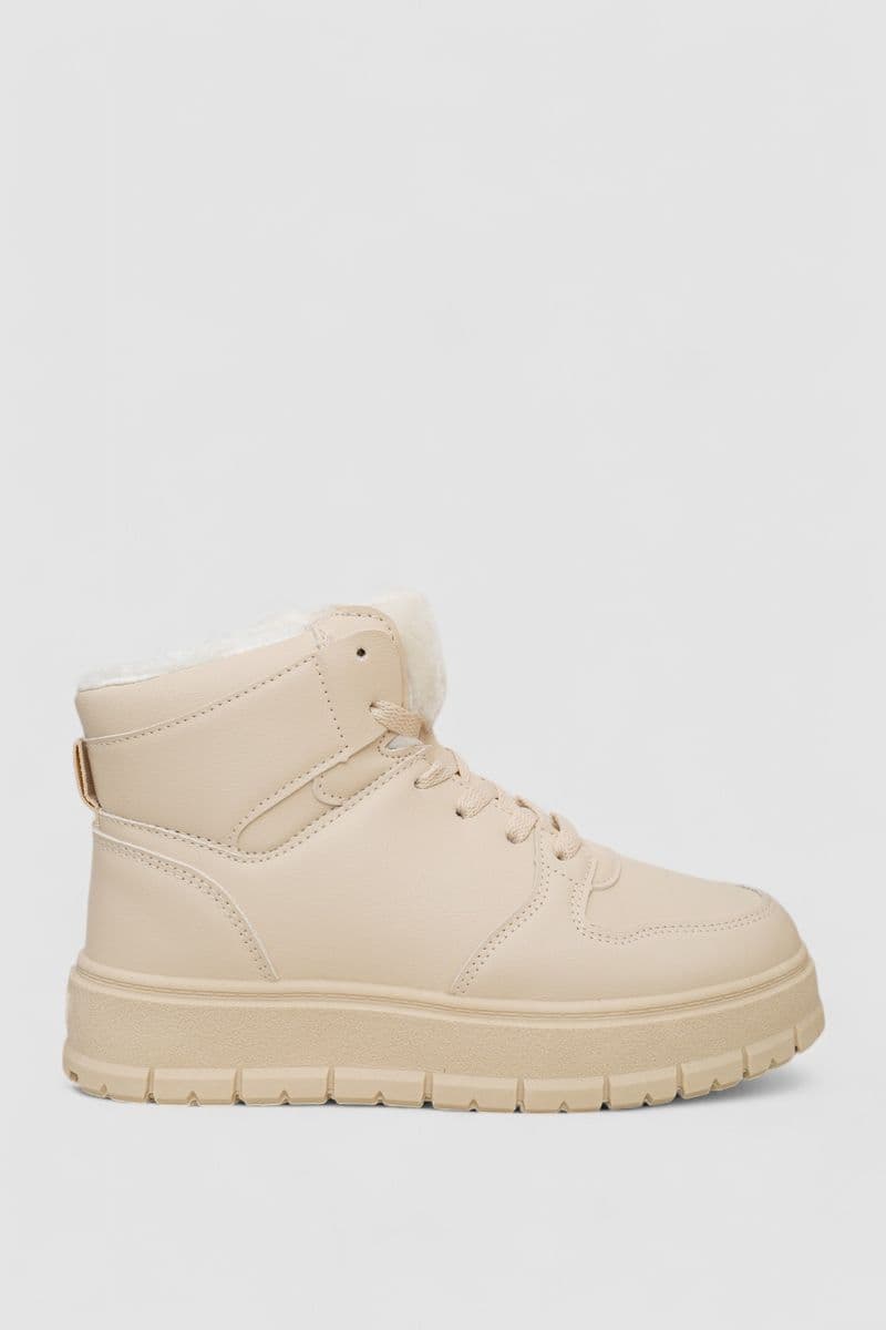 Кросівки жіночі зимові на хутрі, колір бежевий, 248RMB12 - зображення 1