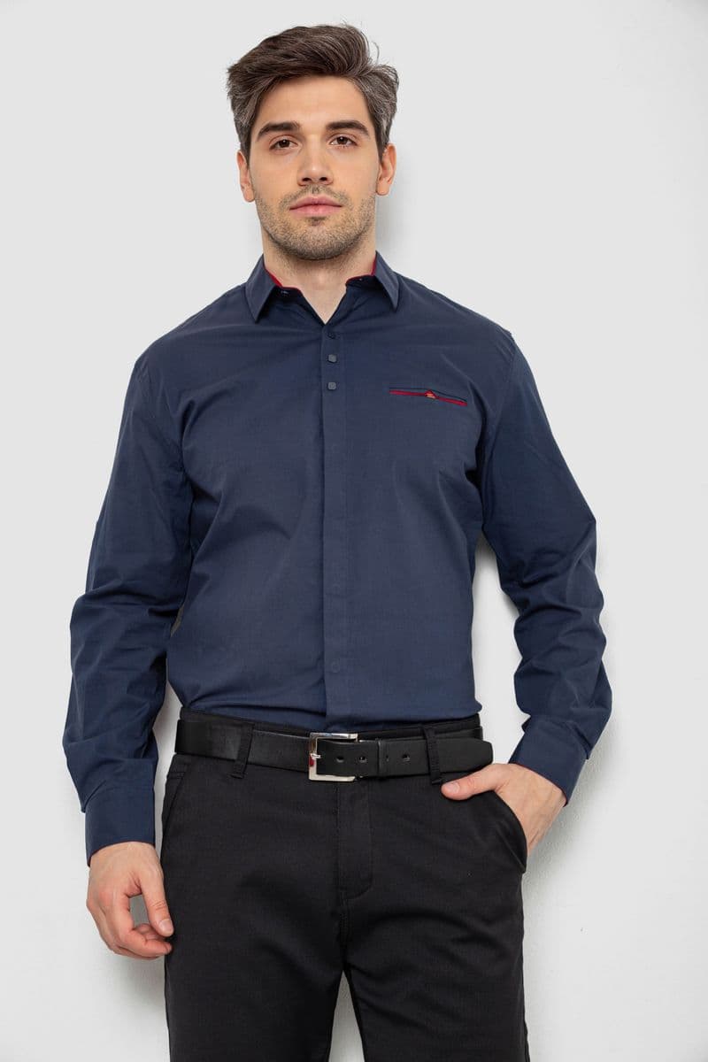 Сорочка чоловіча, колір темно-синій, 214R7114 - зображення 1