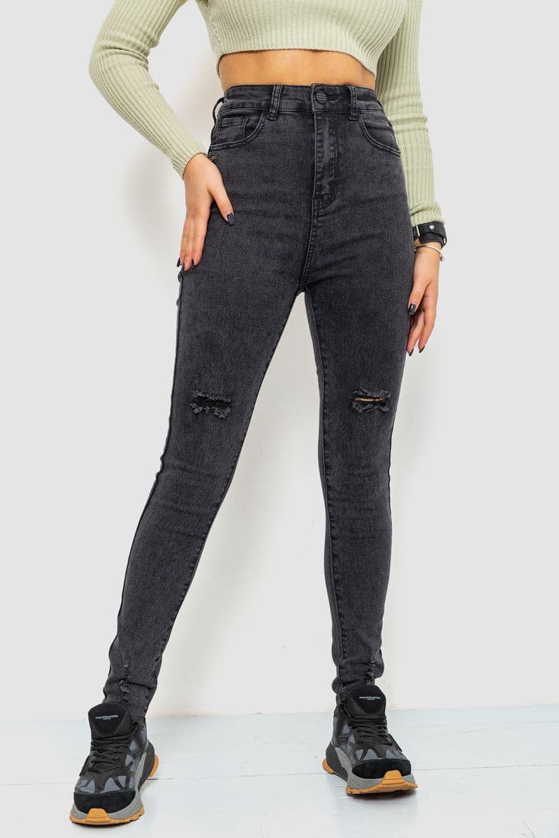 Джинси жіночі стрейч, колір темно-сірий, 214R1484 - зображення 1