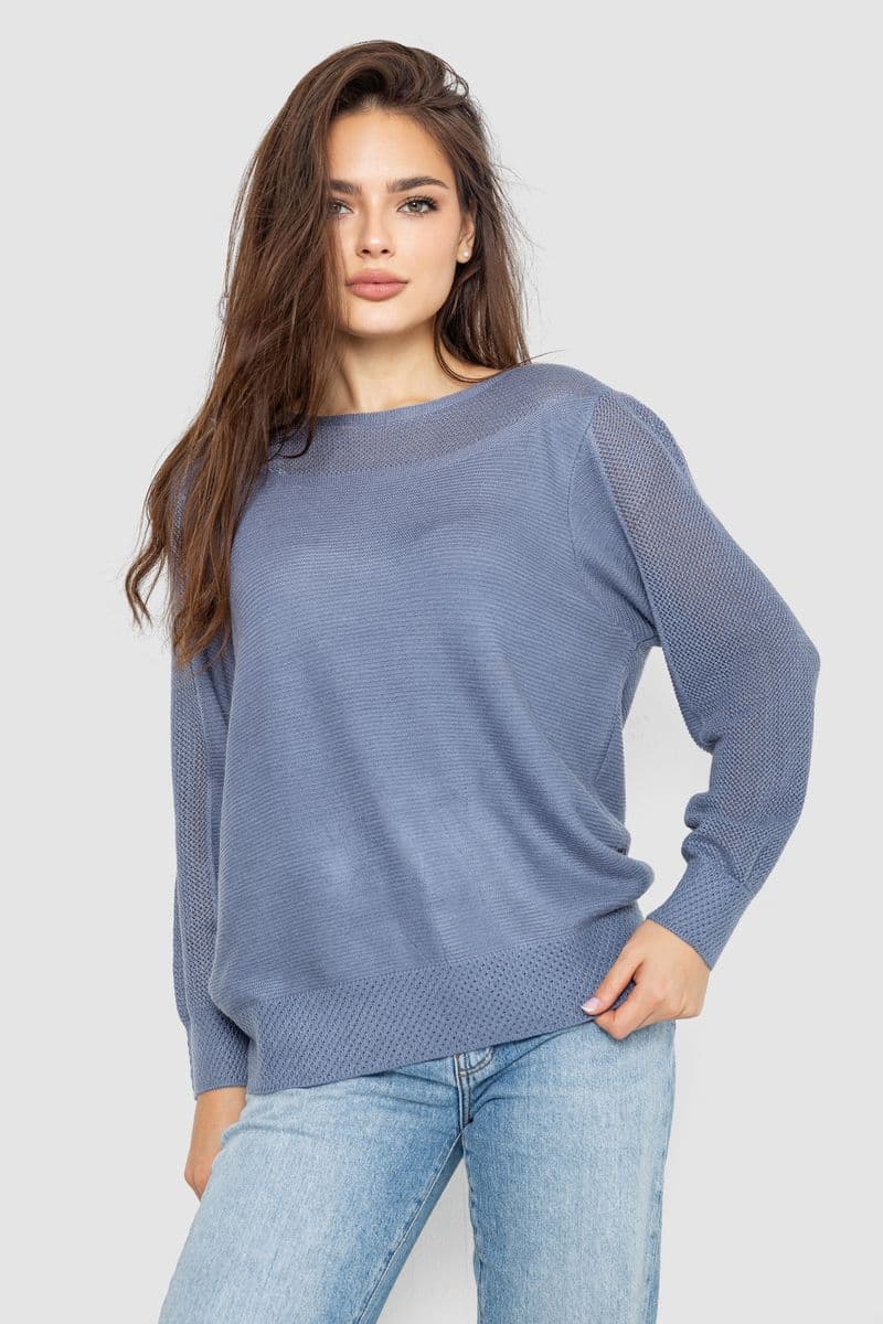 Кофта жіноча з манжетами, колір джинс, 244R999 - зображення 1