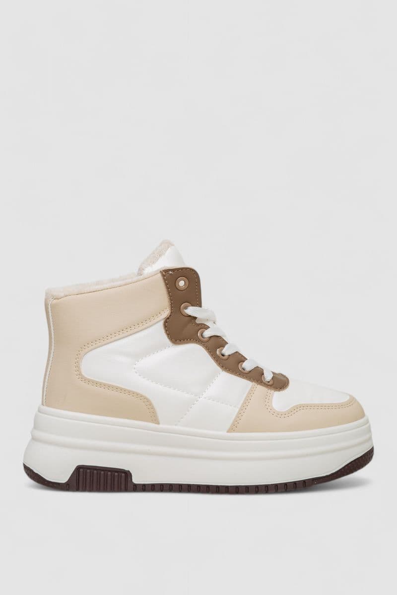 Кросівки жіночі зимові на хутрі, колір бежево-коричневий, 248RAM015 - зображення 1