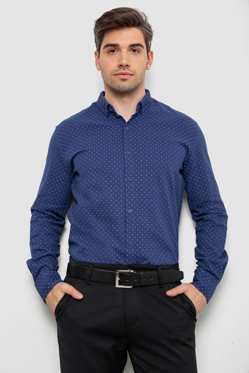 Сорочка чоловіча з принтом, колір синій, 214R7365 - зображення 1