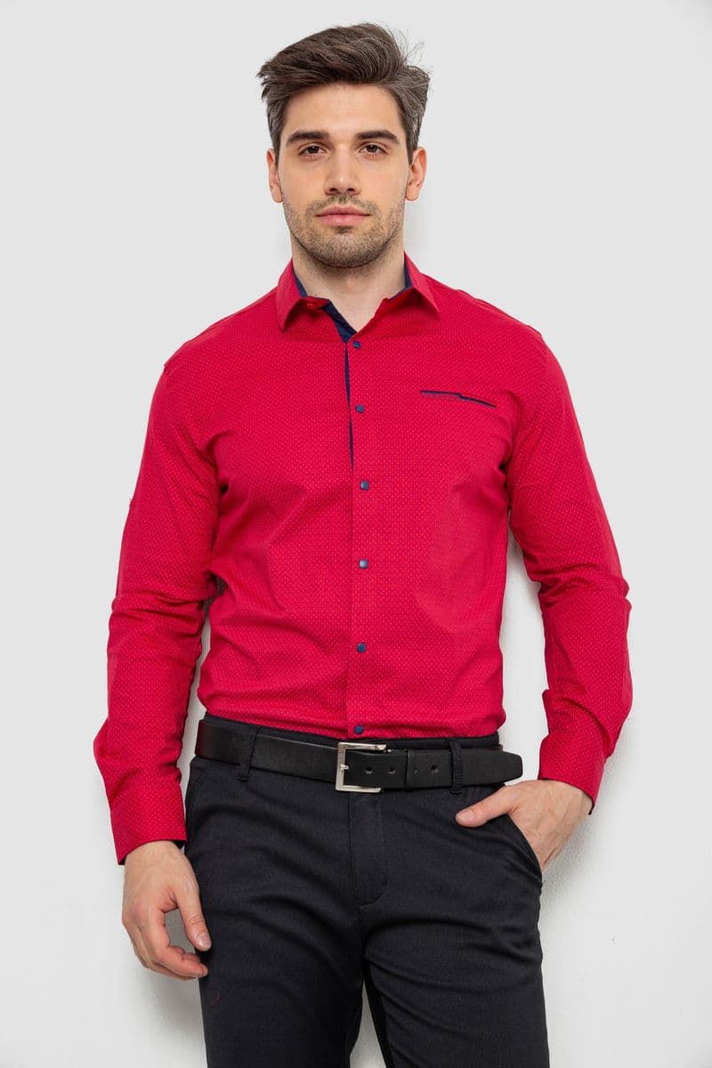 Сорочка чоловіча з принтом, колір червоний, 214R7094-1 - зображення 1