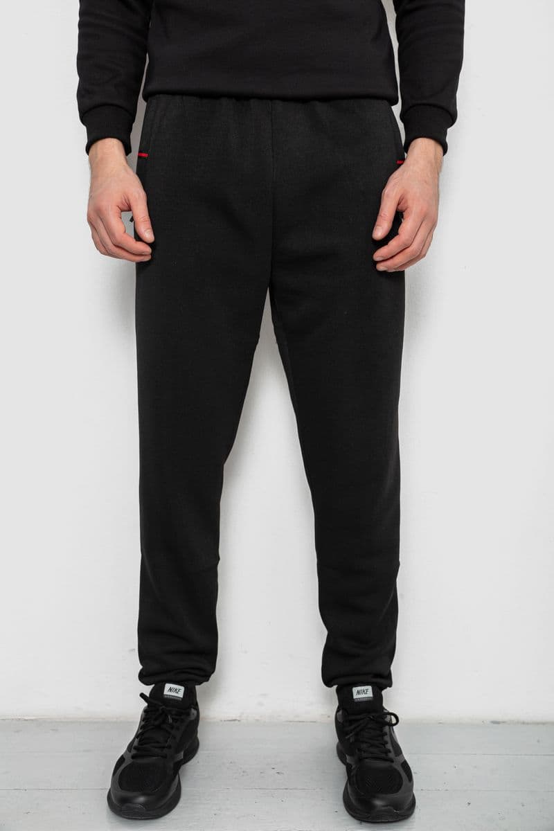 Спортивні штани чоловічі на флісі, колір чорний, 244R41526 - зображення 1