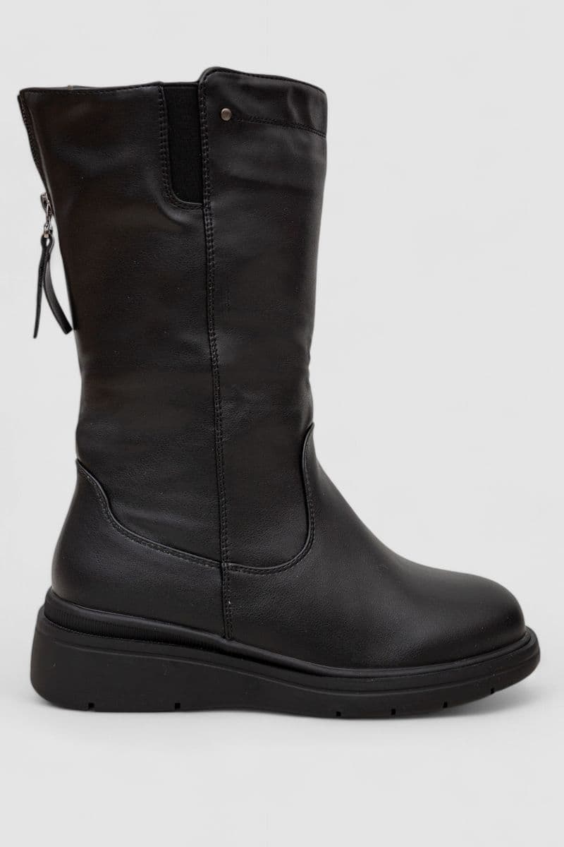 Чоботи жіночі зимові на хутрі, колір чорний, 243RY211 - зображення 1