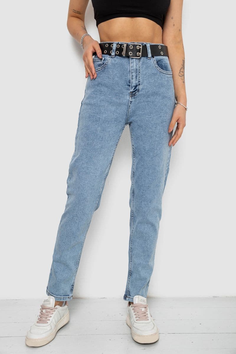 Джинси жіночі MOM стрейч, колір блакитний, 244R00266 - зображення 1