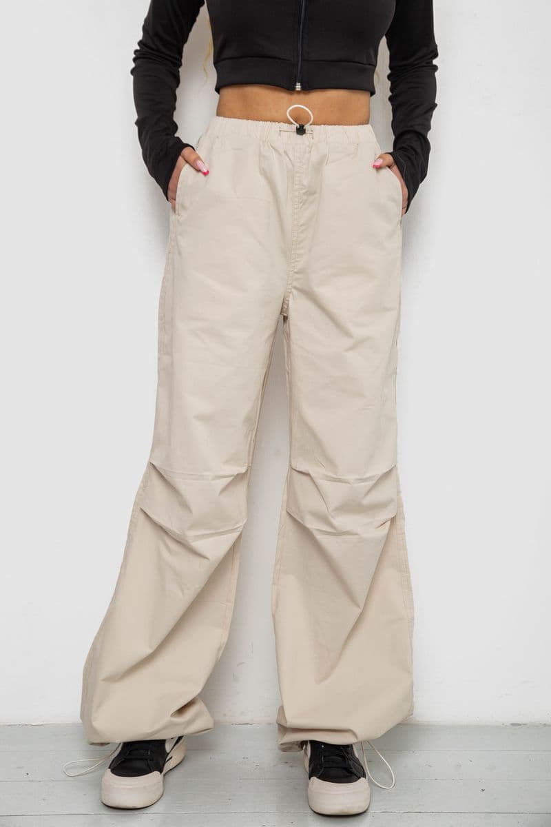 Штани карго жіночі, колір світло-бежевий, 238R5333 - зображення 1