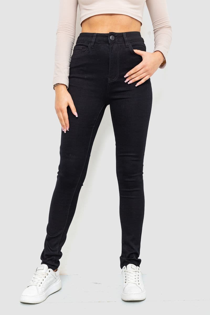 Джинси жіночі стрейч 214R1443, колір чорний, 214R1433 - зображення 1