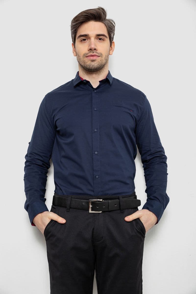 Сорочка чоловіча однотонна, колір синій, 186R2072 - зображення 1