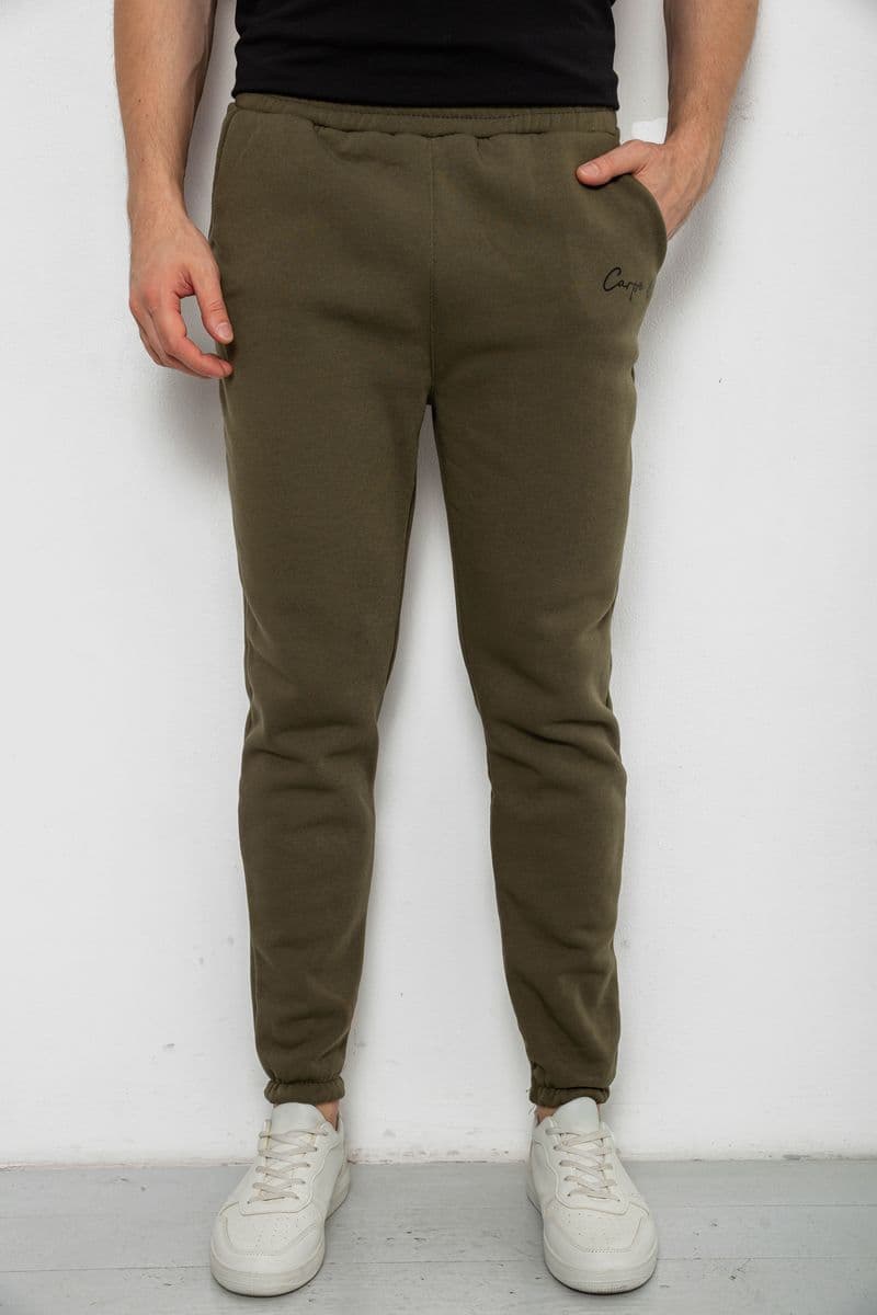 Спорт чоловічі штани на флісі, колір зелений, 238R56910 - зображення 1