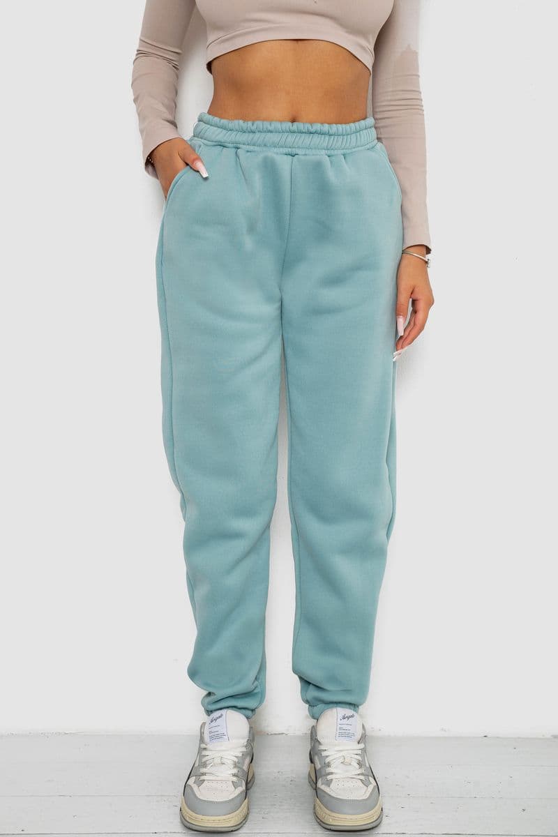 Спортивні штани жіночі на флісі, колір оливковий, 238R58671 - зображення 1