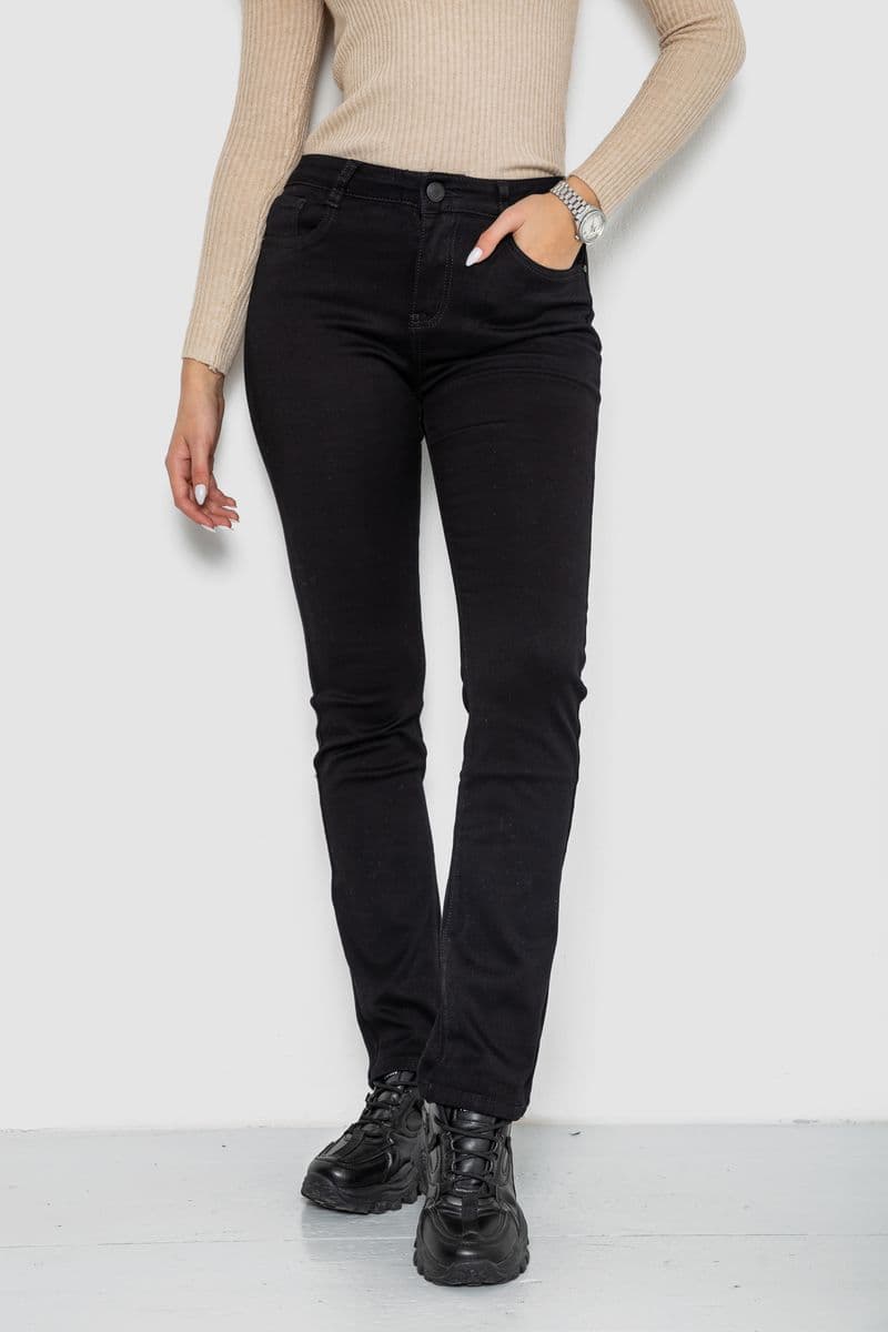Джинси жіночі стрейч, колір чорний, 214R1449 - зображення 1