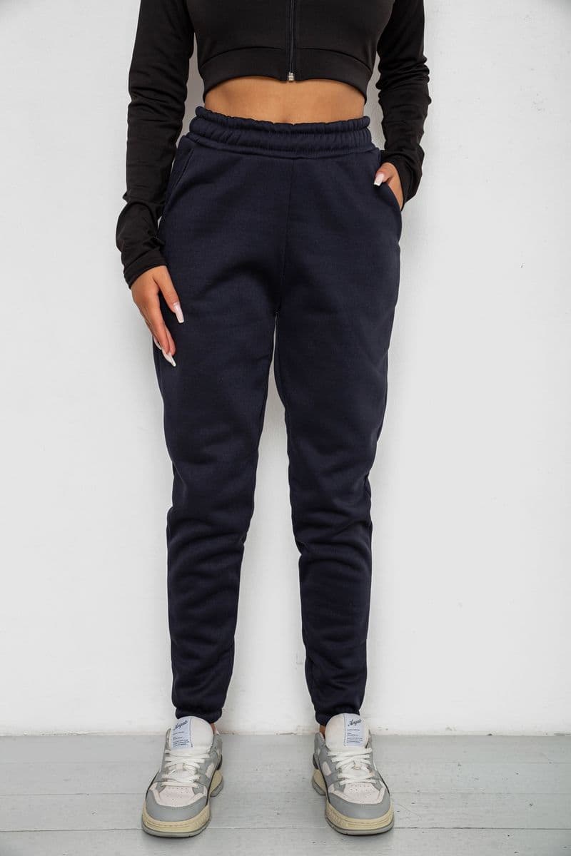 Спортивні штани жіночі на флісі, колір синій, 238R57013 - зображення 1