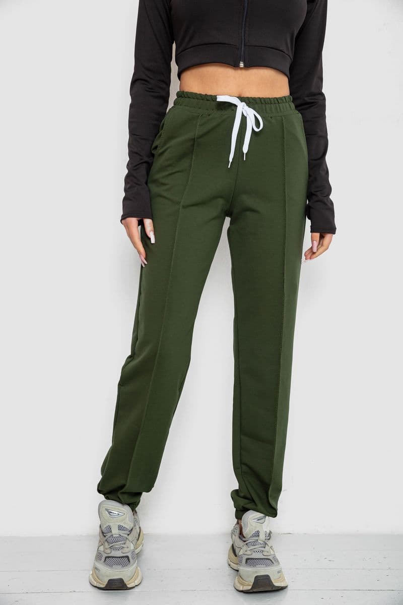 Спортивні штани жіночі, колір хакі, 247R4670-1 - зображення 1