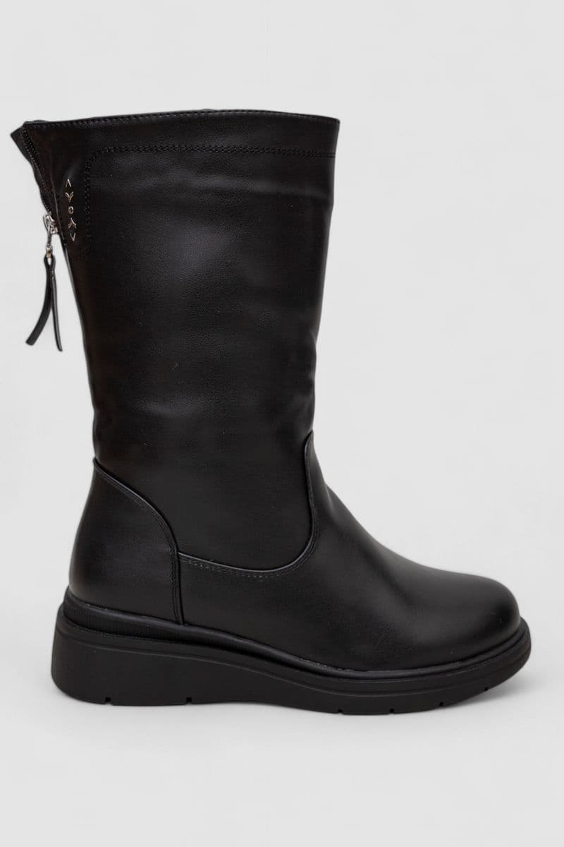 Чоботи жіночі зимові на хутрі, колір чорний, 243RY212 - зображення 1