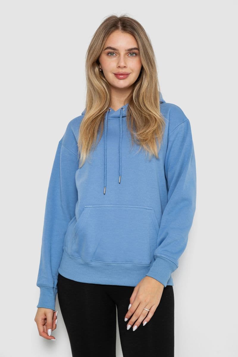 Худі жіночий на флісі, колір джинс, 242R053 - зображення 1