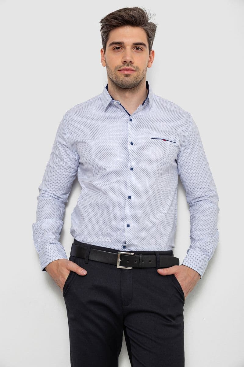 Сорочка чоловіча з принтом, колір білий, 214R7170 - зображення 1