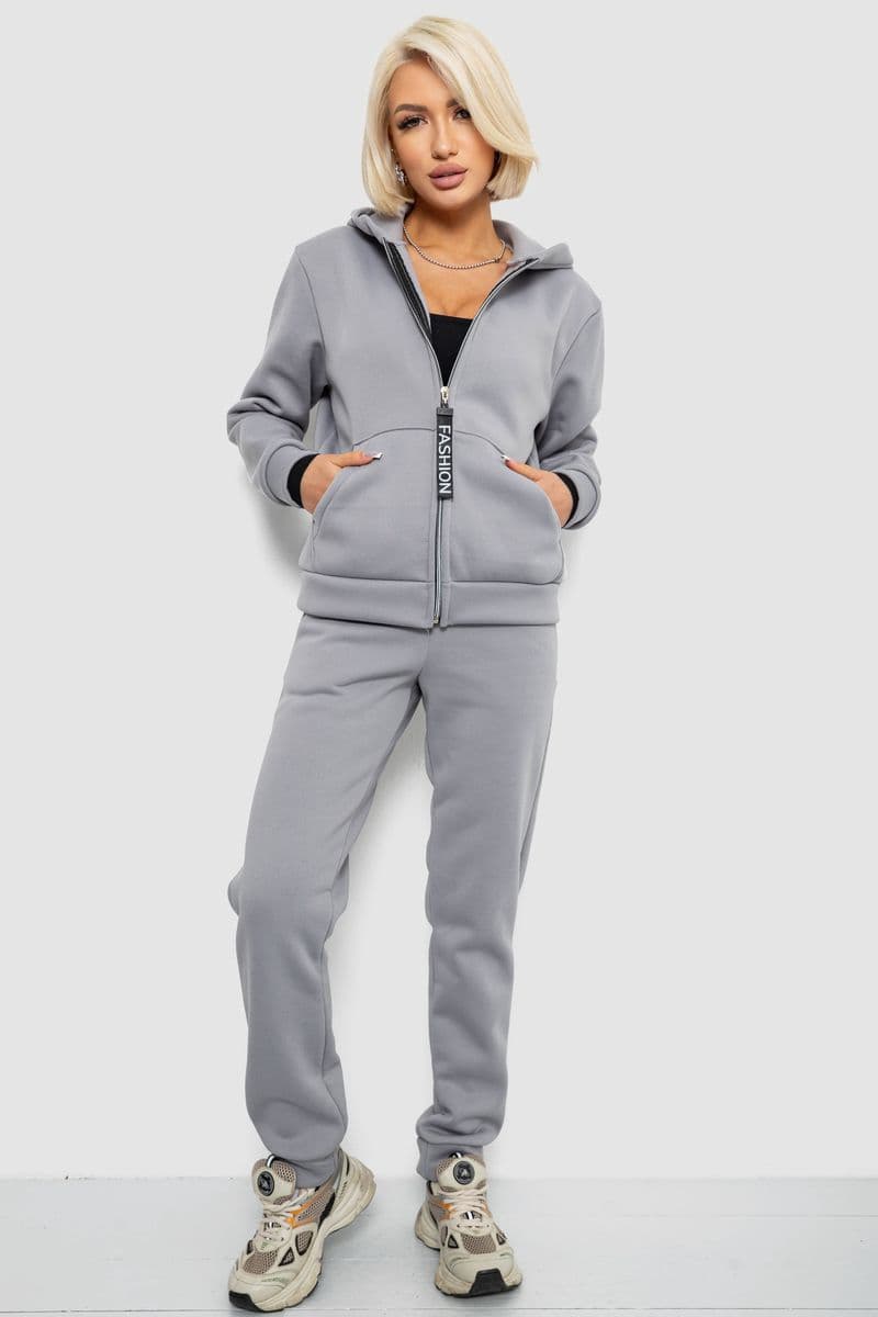 Спортивний костюм жіночий на флісі, колір сірий, 257R86 - зображення 1
