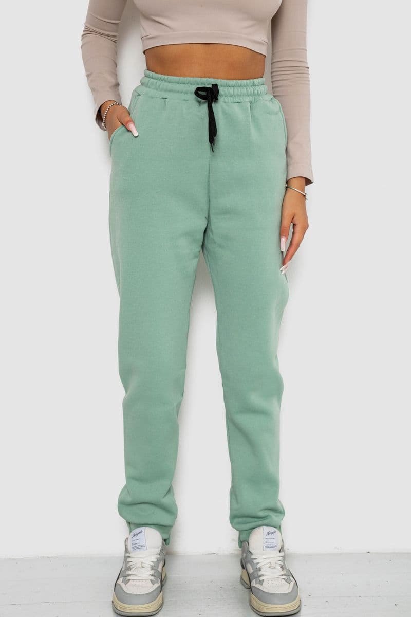 Спортивні штани жіночі на флісі, колір м'ятний, 238R57020 - зображення 1