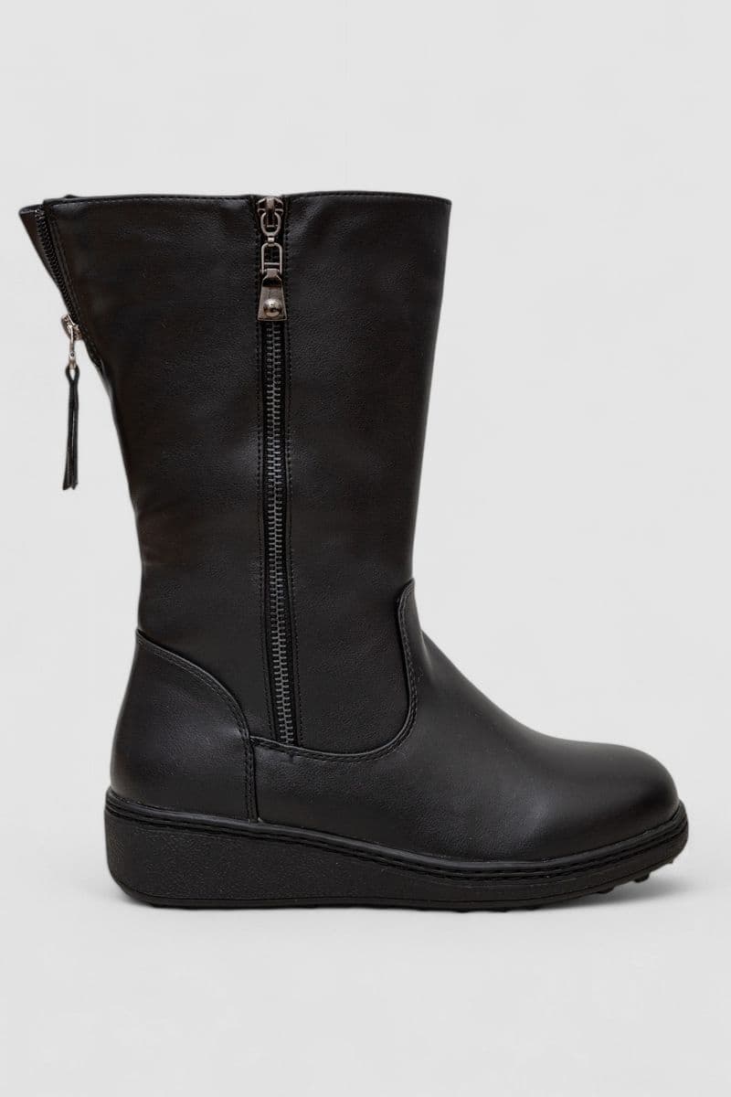 Чоботи жіночі зимові на хутрі, колір чорний, 243RY203 - зображення 1