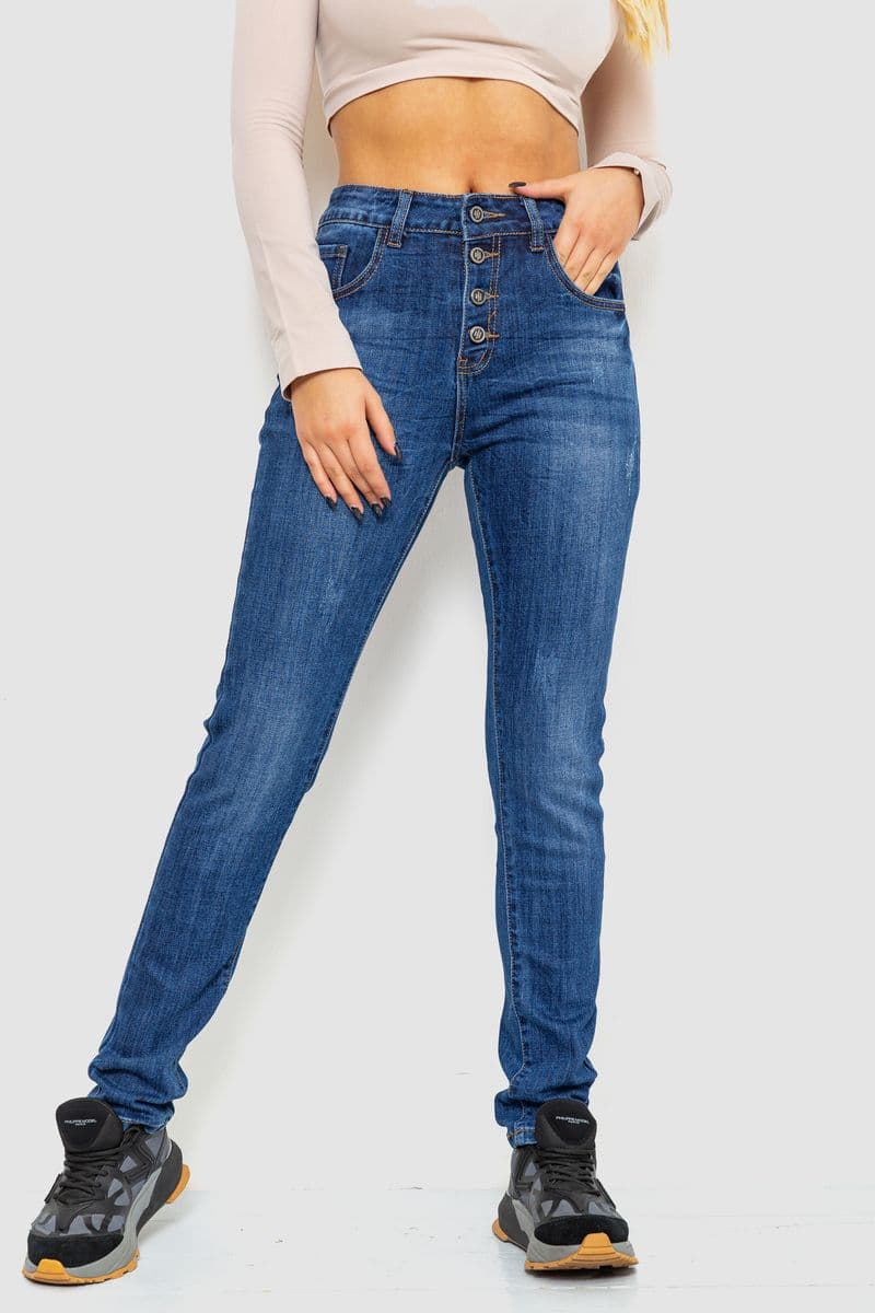 Джинси жіночі з потертостями, колір синій, 214R1417 - зображення 1