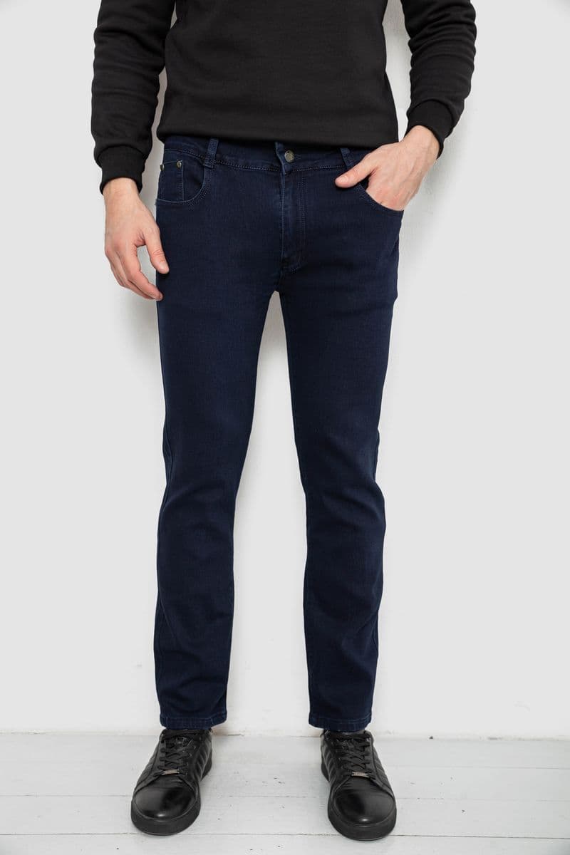 Джинси чоловічі однотонні Straight, колір синій, 244R1048 - зображення 1