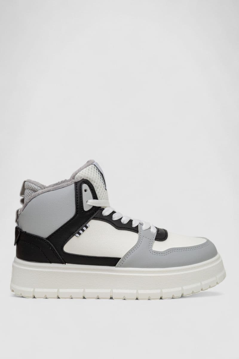 Кросівки жіночі зимові на хутрі, колір біло-сірий, 248RMB09 - зображення 1