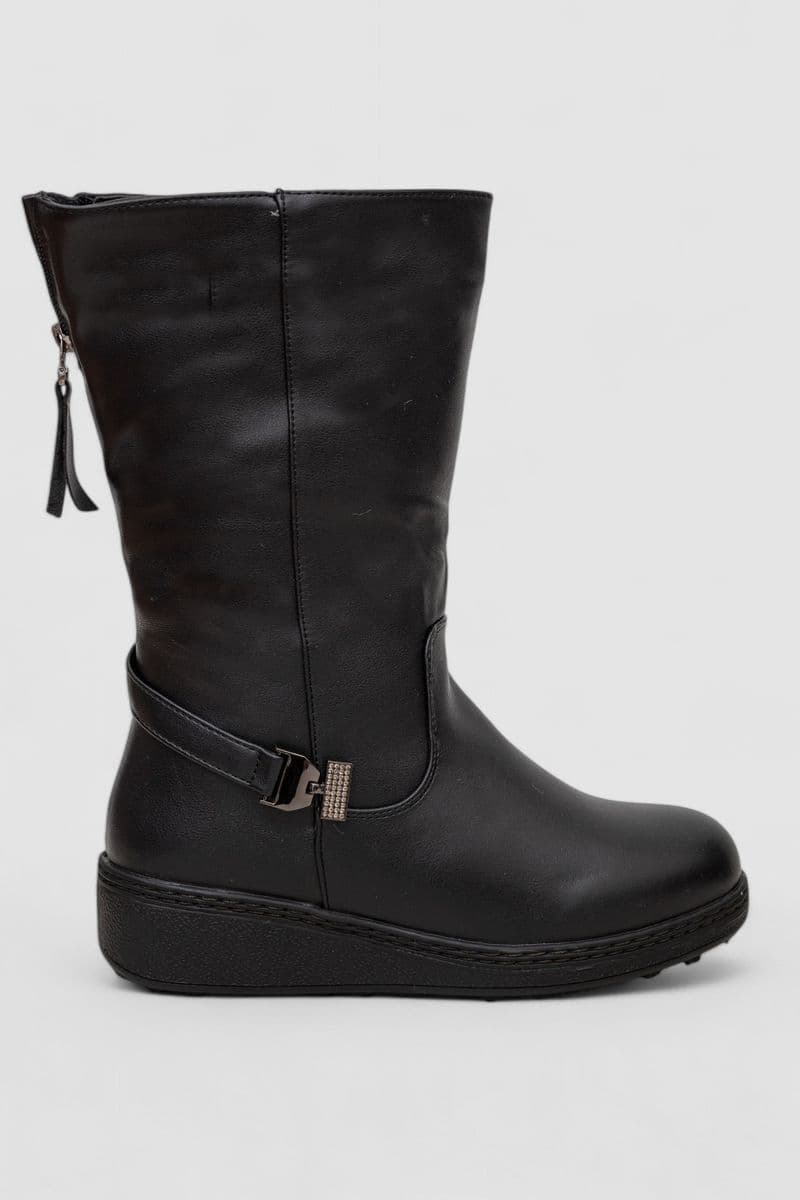 Чоботи жіночі зимові на хутрі, колір чорний, 243RY205 - зображення 1