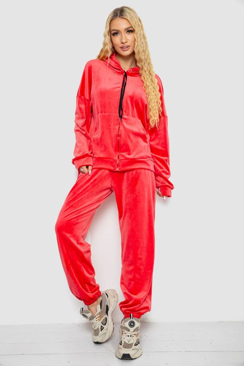 Спортивний костюм жіночий велюровий, колір кораловий, 238R107-2 - зображення 1