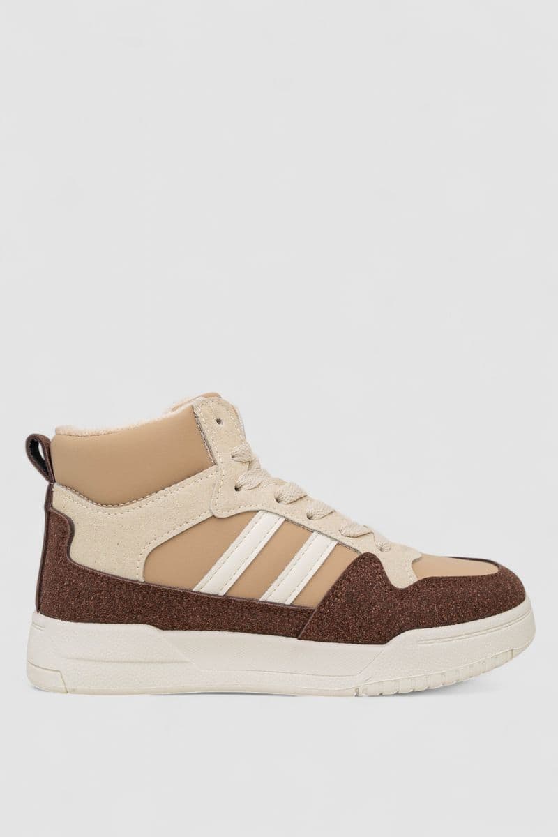 Кросівки жіночі зимові на хутрі, колір бежево-коричневий, 248RAD400-10 - зображення 1