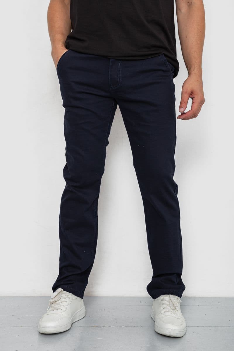 Штани чоловічі класичні стрейч, колір темно-синій, 244RF802 - зображення 1