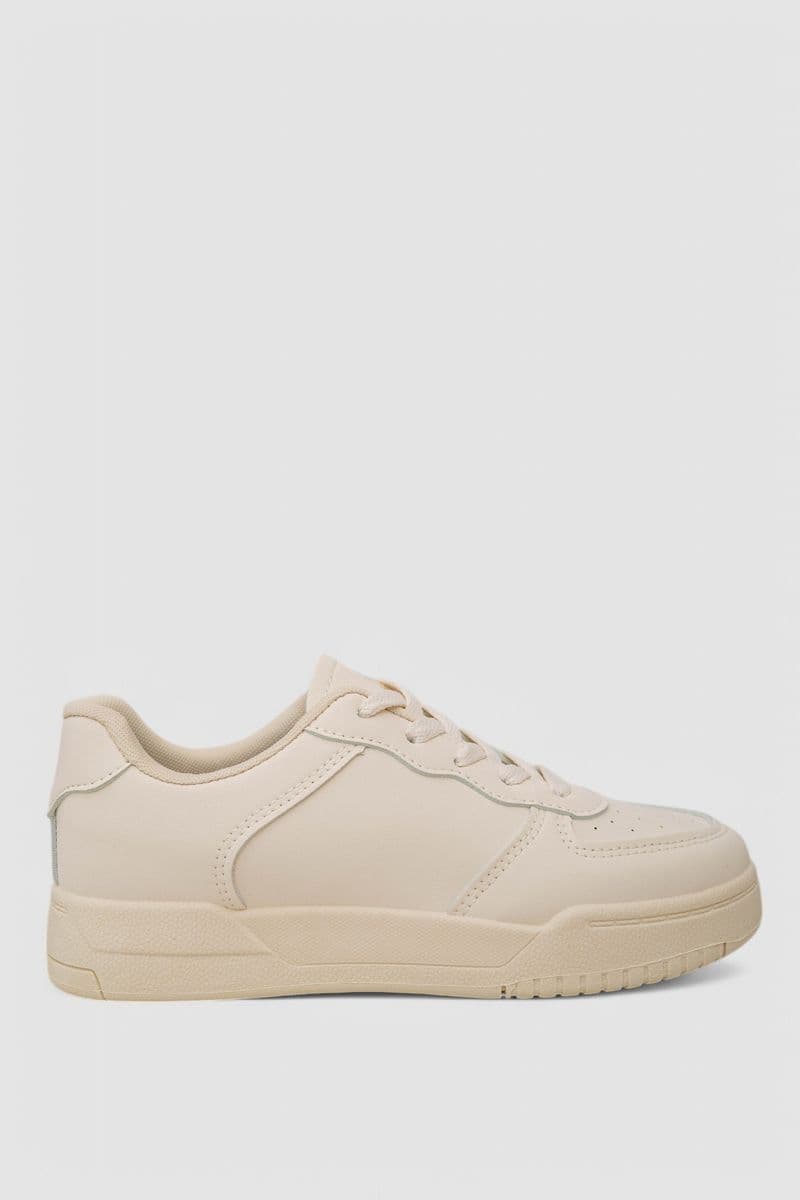 Кеди жіночі однотонні, колір бежевий, 248RAD20 - зображення 1