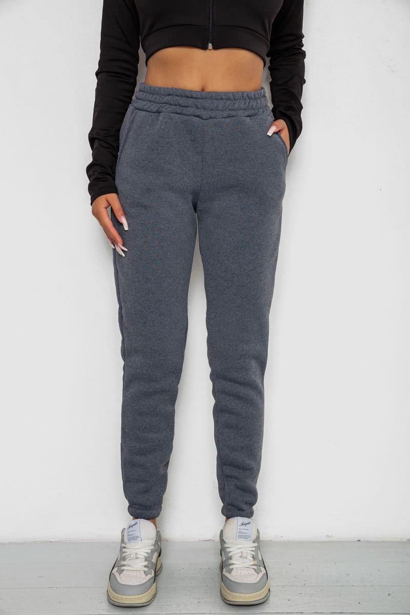 Спортивні штани жіночі на флісі, колір сірий, 238R57012 - зображення 1