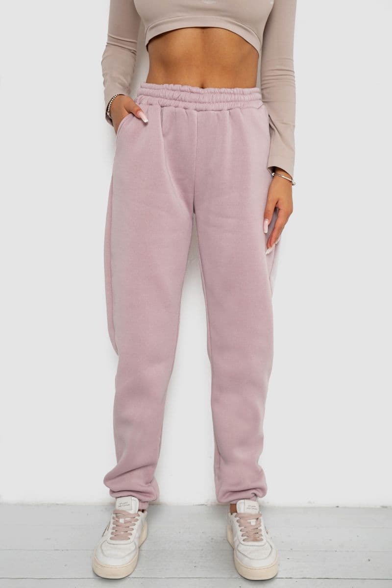 Спортивні штани жіночі на флісі, колір пудровий, 238R58671 - зображення 1