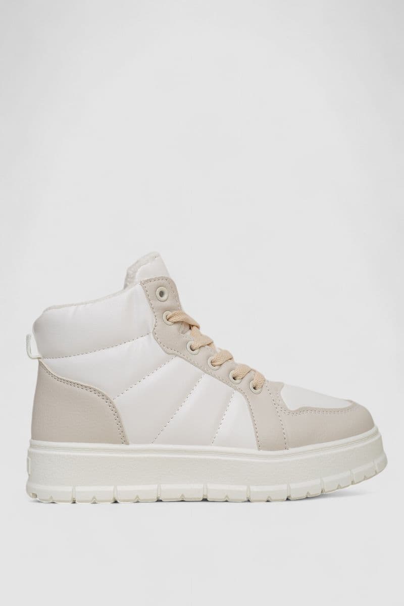 Кросівки жіночі зимові на хутрі, колір біло-бежевий, 248RMB02 - зображення 1