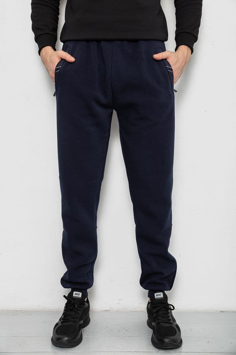 Спортивні штани чоловічі на флісі, колір синій, 244R41748 - зображення 1