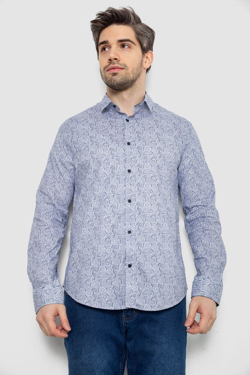 Сорочка чоловіча з принтом, колір сірий, 186R2020 - зображення 1