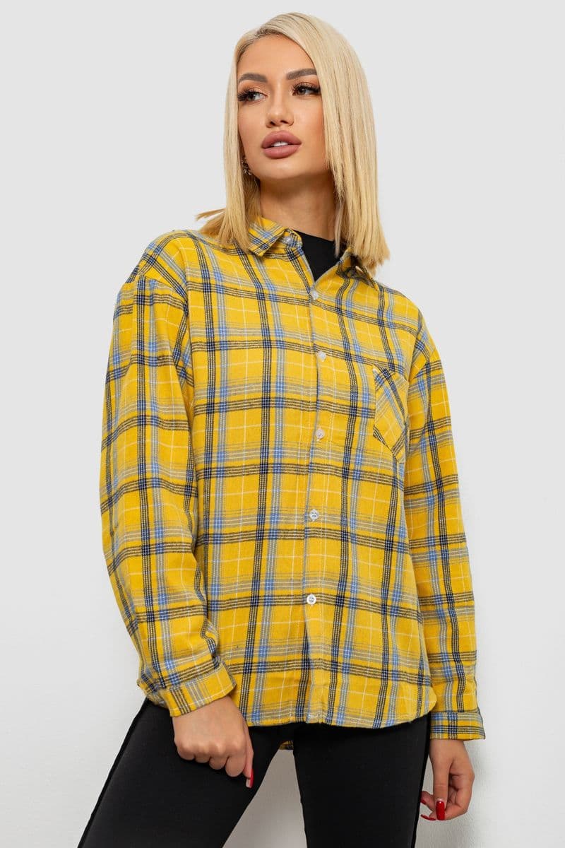 Сорочка жіноча в клітинку, колір жовтий, 244R1070-1 - зображення 1
