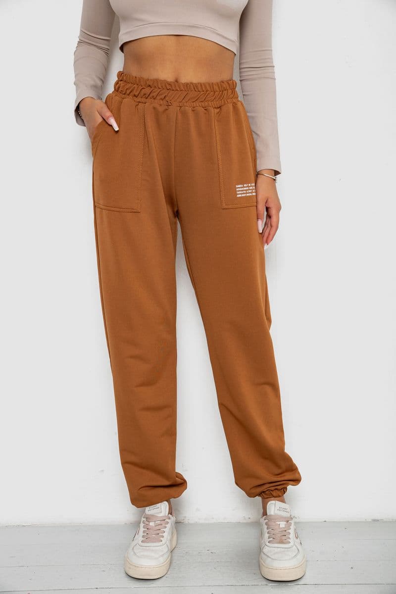 Спортивні штани жіночі, колір коричневий, 238R5052-5 - зображення 1