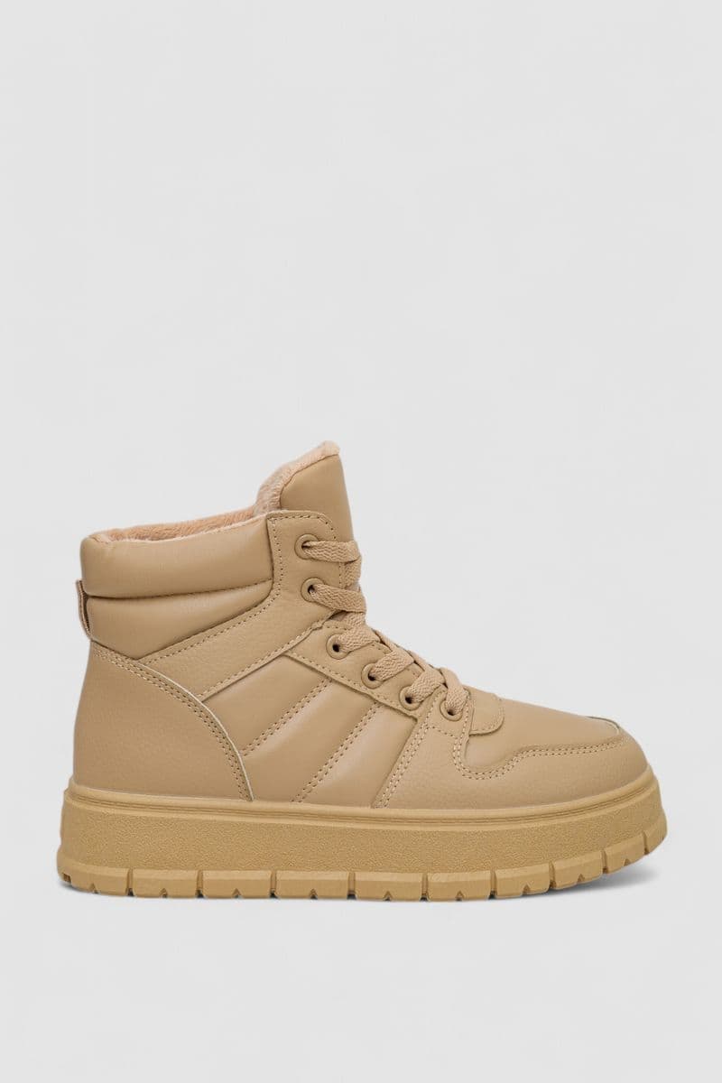 Кросівки жіночі зимові на хутрі, колір бежевий, 248RMB03 - зображення 1