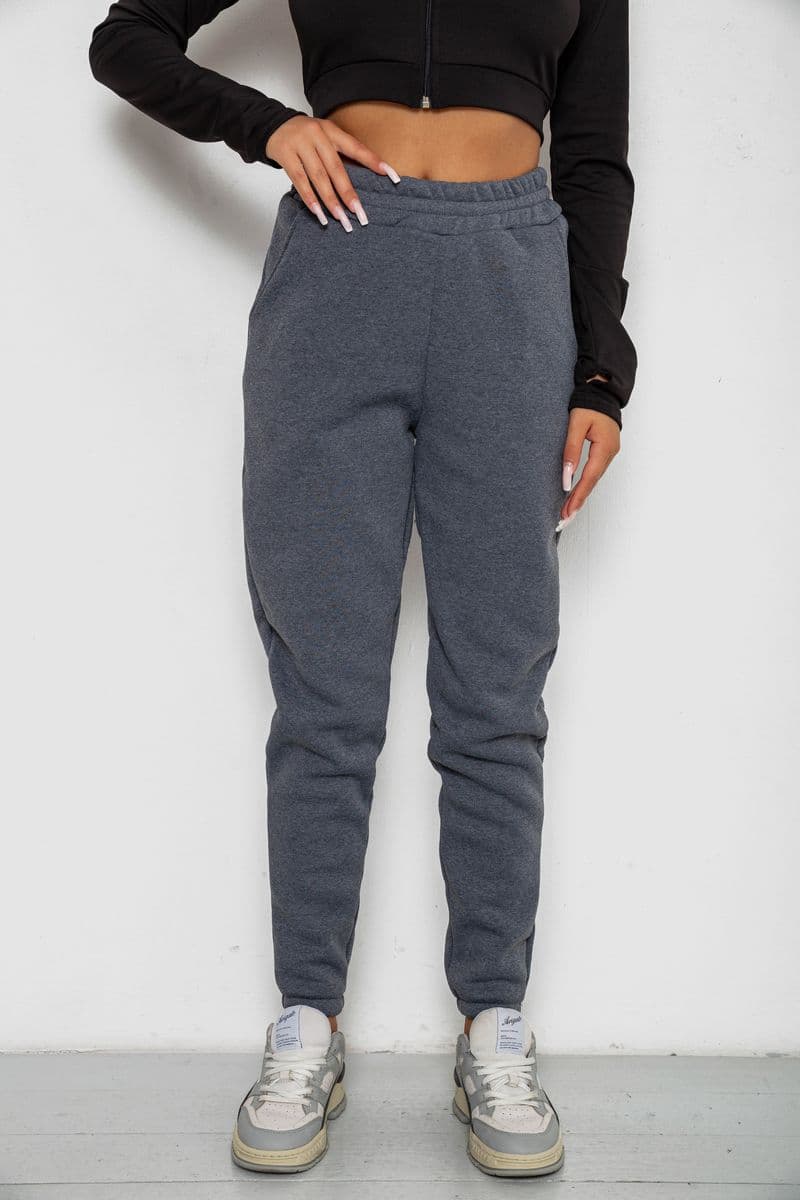 Спортивні штани жіночі на флісі, колір сірий, 238R57013 - зображення 1