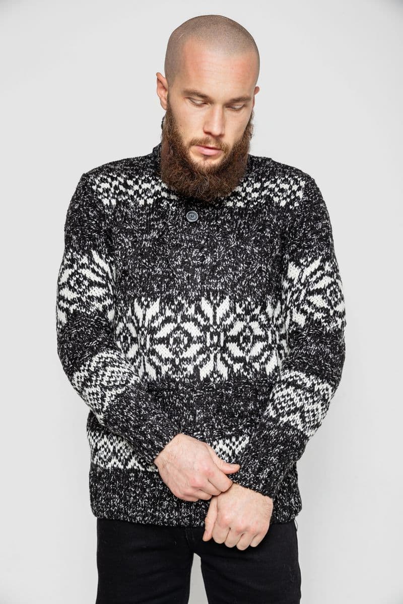 Светр чоловічий, колір чорно-сірий, 214R10321 - зображення 1