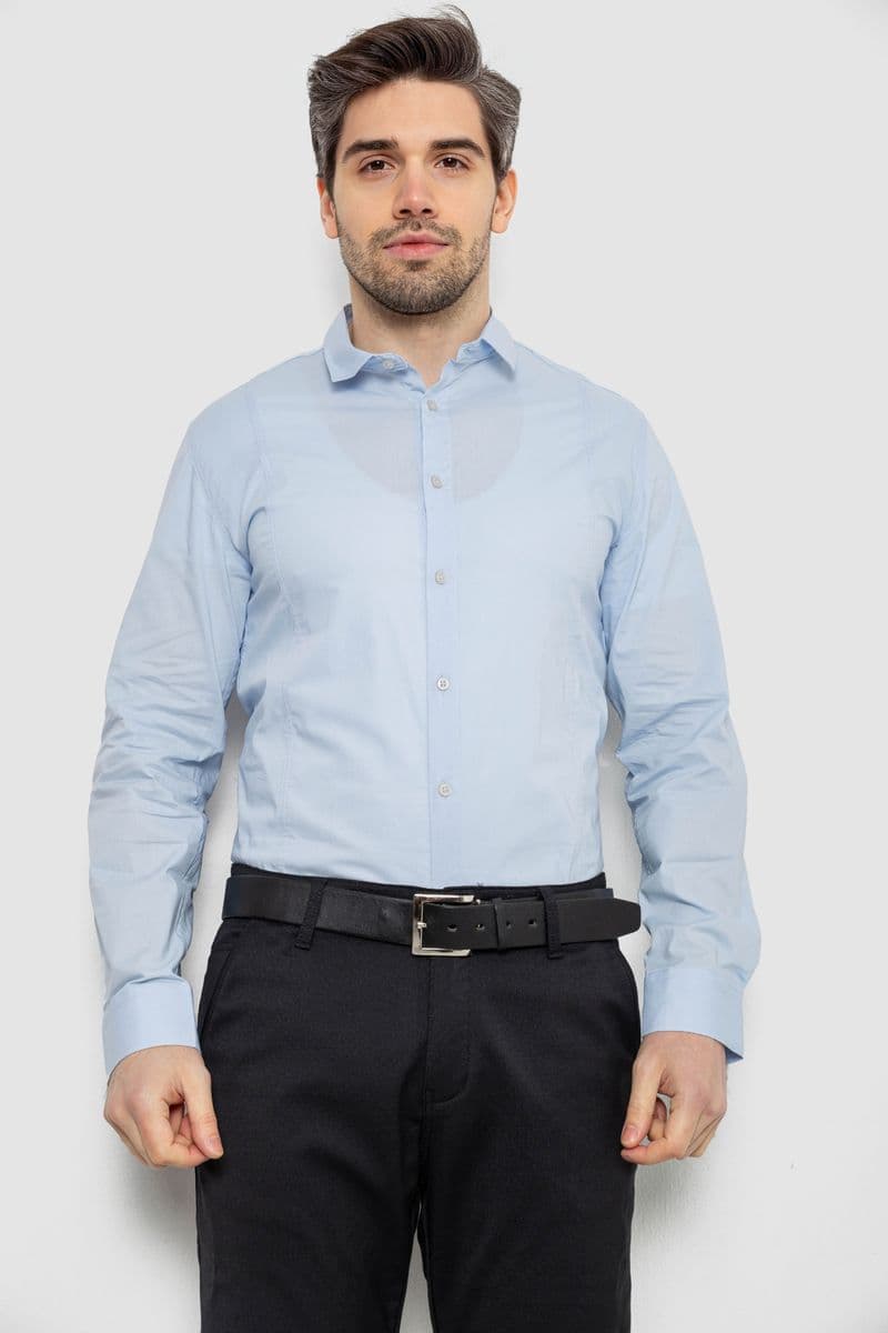 Сорочка чоловіча однотонна, колір блакитний, 186R2013 - зображення 1