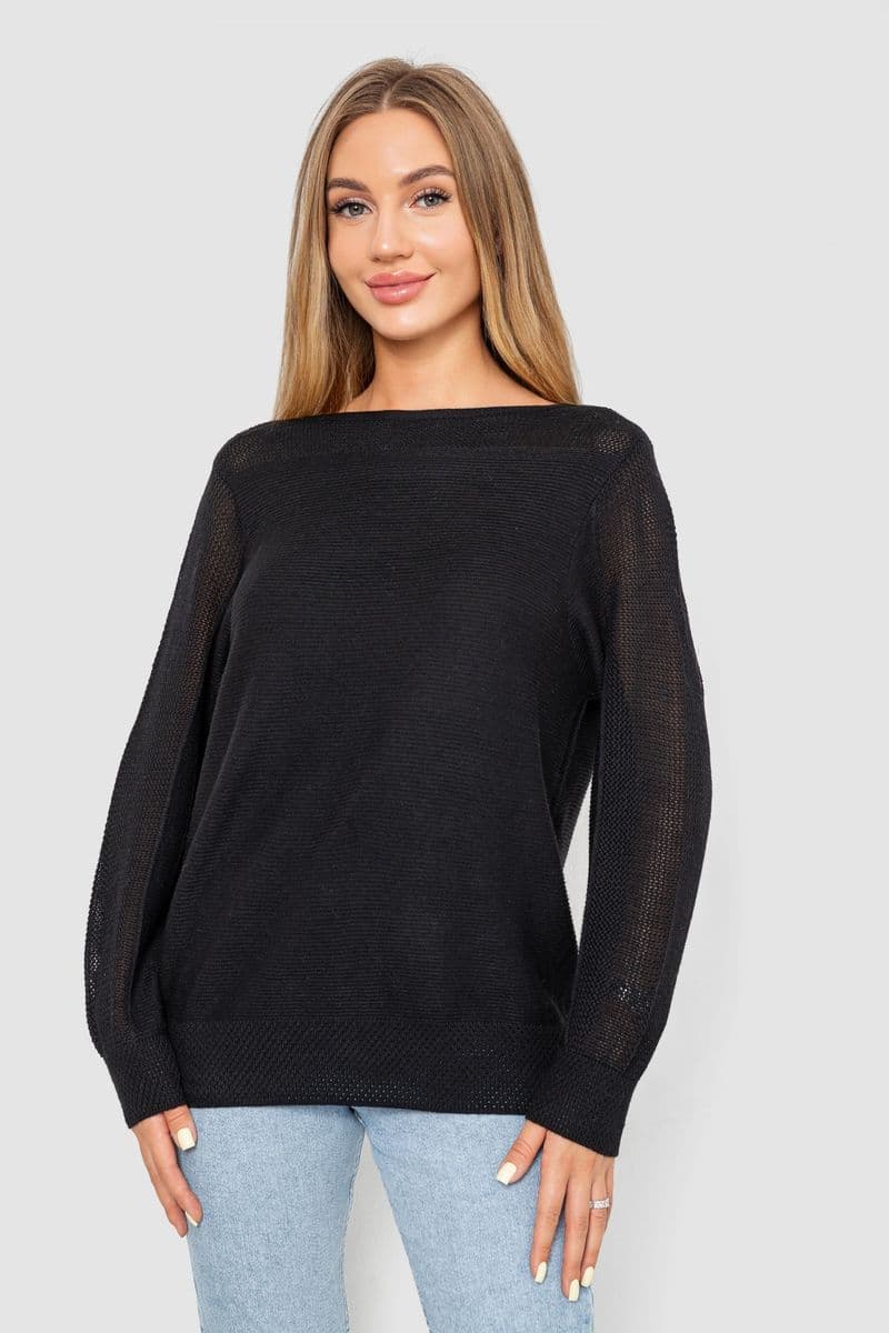 Кофта жіноча з манжетами, колір чорний, 244R999 - зображення 1